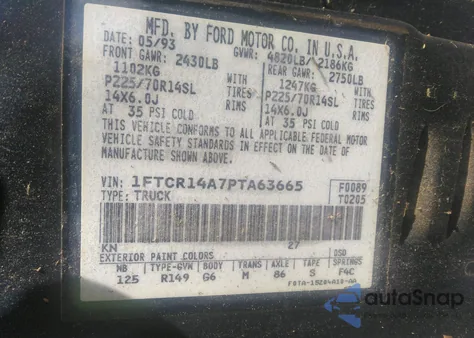 1993 Ford Ranger Super Cab z USA, uszkodzony, nr VIN 1FTCR14A7PTA63665